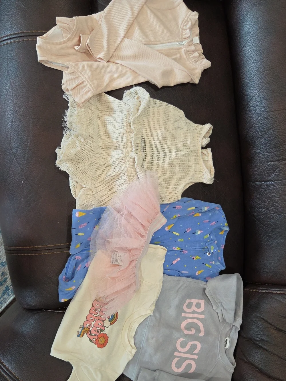 Girls Pastel Mix Outfit Bundle - Pink, Cream, Blue, Gray 2T